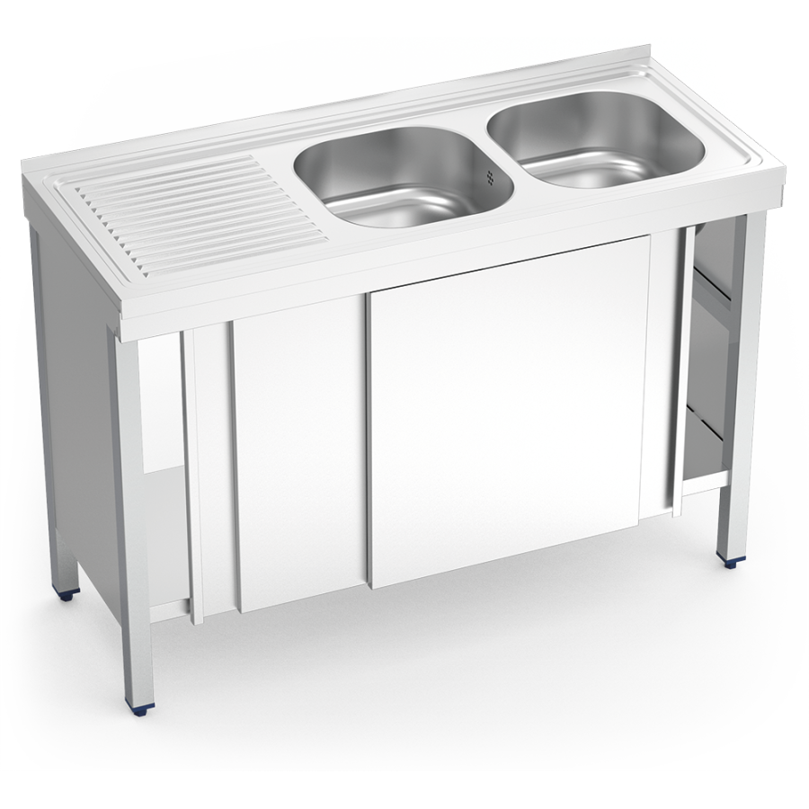 Fricosmos Fregadero Inox Serie 500 con 2 Cubetas y Escurridor
