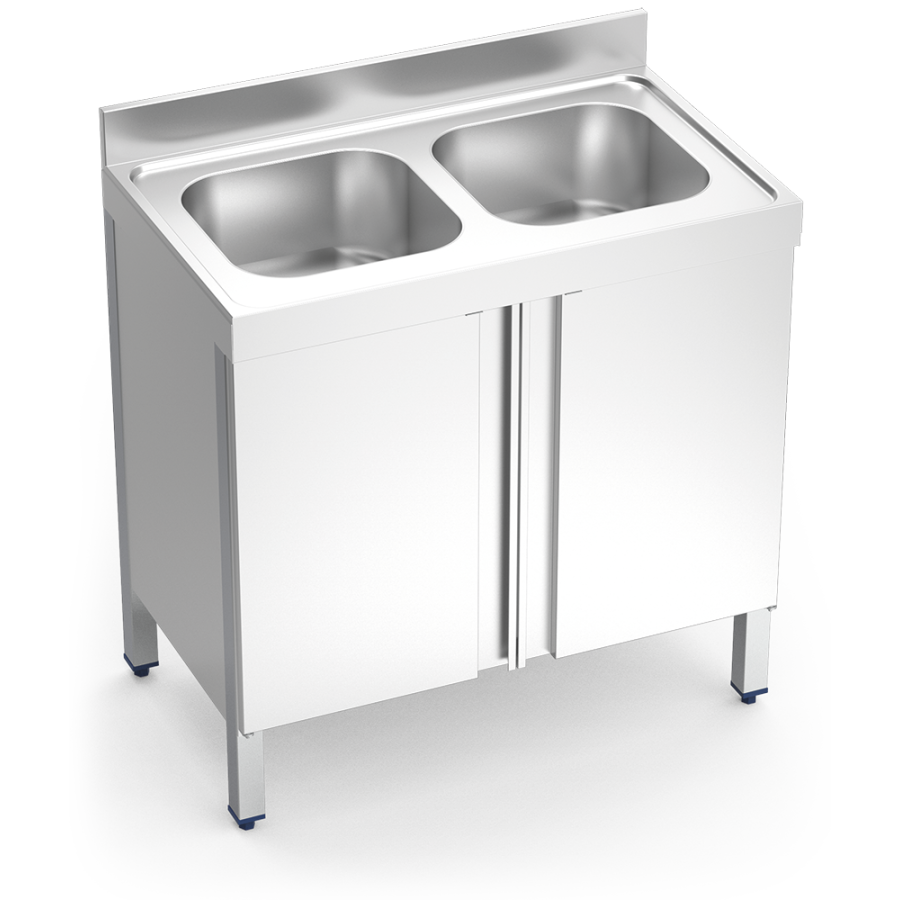 Fricosmos Fregadero Inox Serie 700 con 2 Cubetas y Puertas