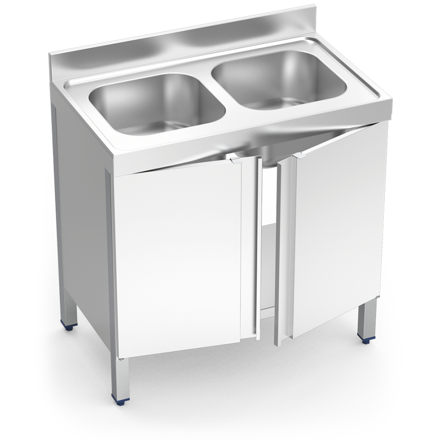 Fricosmos Fregadero Inox Serie 700 con 2 Cubetas y Puertas