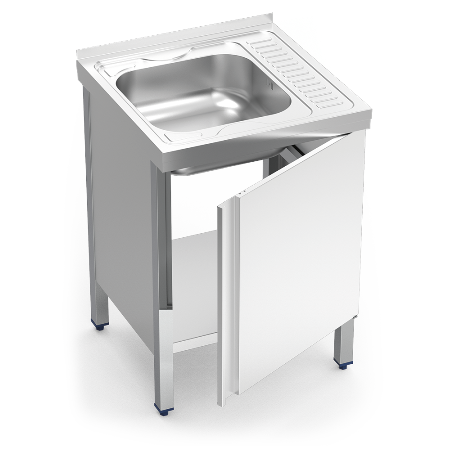 Fricosmos Fregadero Inox con Puerta y Escurridor Derecho 600 mm