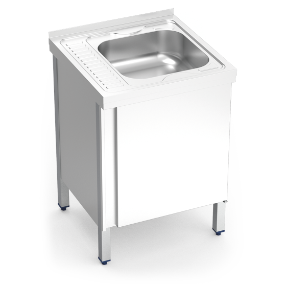 Fricosmos Fregadero inox con puerta y escurridor izquierdo
