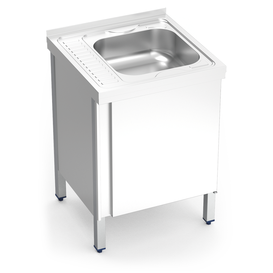Fricosmos Fregadero inox con puerta y escurridor izquierdo