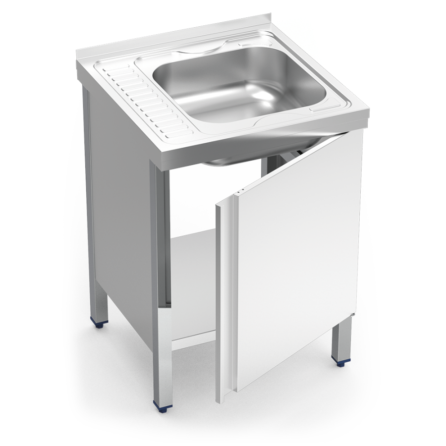 Fricosmos Fregadero inox con puerta y escurridor izquierdo