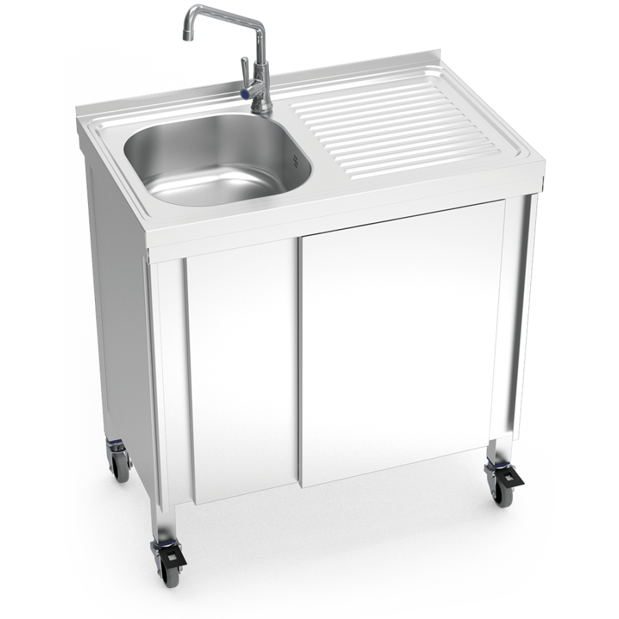 Fricosmos fregadero portátil automático agua fría con escurridor