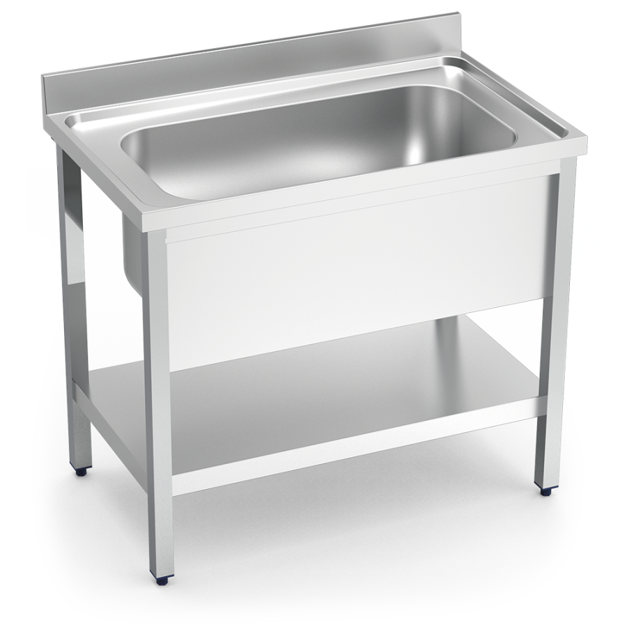 Fricosmos Fregadero inox con soporte 1 cubeta gran capacidad