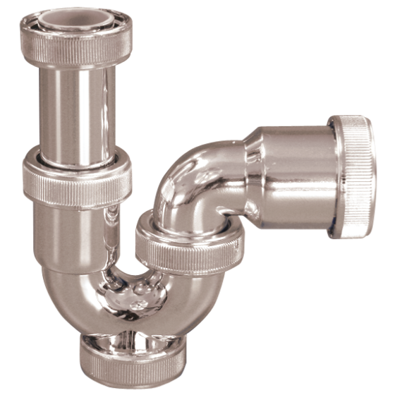 Fricosmos Sifón curvo de PVC cromado 1 1/2" para fregadero
