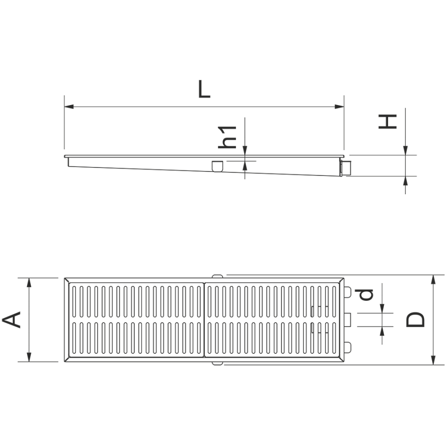 Fricosmos - Canal colector inox 1000 mm salida horizontal