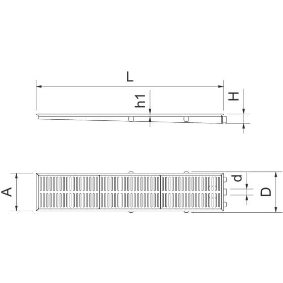 Fricosmos - Canal colector inox 1000 mm salida horizontal