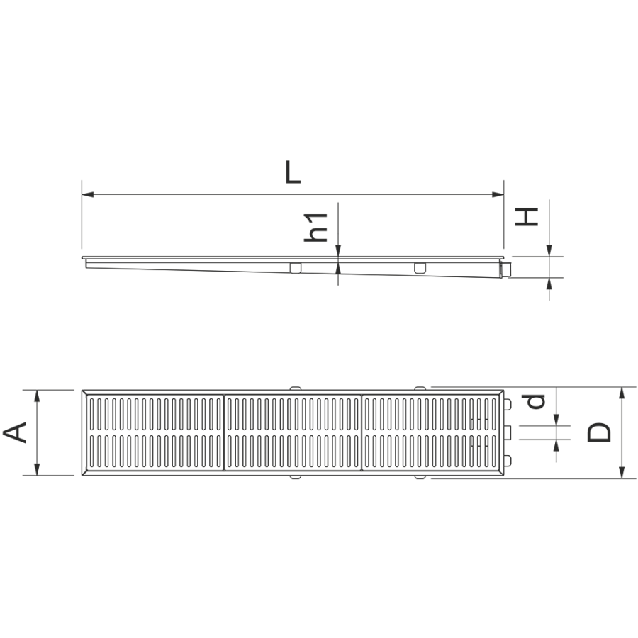 Fricosmos - Canal colector inox 1000 mm salida horizontal